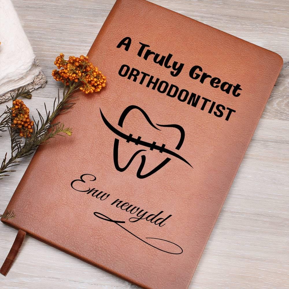 Orthodontist Gift Personalized Leather Journal – Dental Office Gifts – view 6