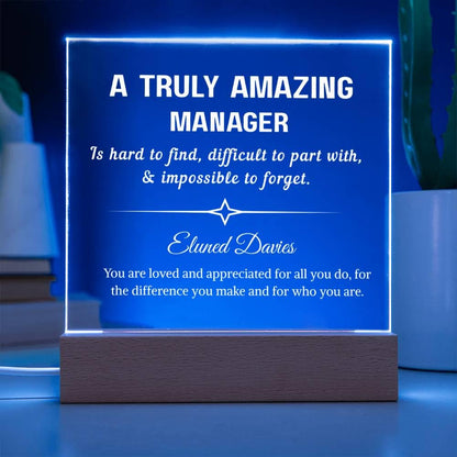 Manager Personalized Acrylic Plaque Gift – Manager Appreciation – view 2