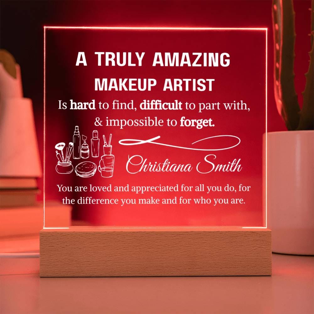 Makeup Artist Personalized LED Acrylic Plaque – Gift for Makeup Artist – view 3