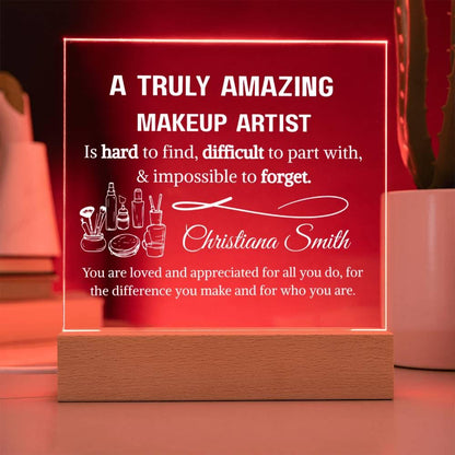 Makeup Artist Personalized LED Acrylic Plaque – Gift for Makeup Artist – view 3