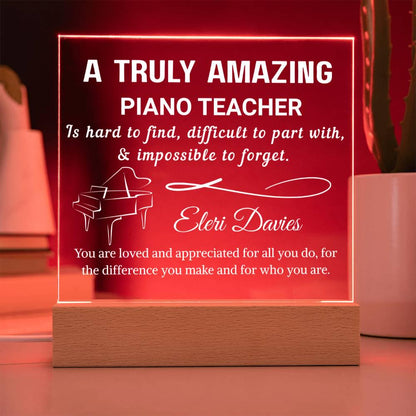 Piano Teacher Gift Personalized LED Acrylic Plaque – view 4
