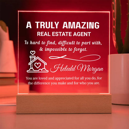 Real Estate Agent Gift Personalized LED Acrylic Plaque – Realtor Team – view 5