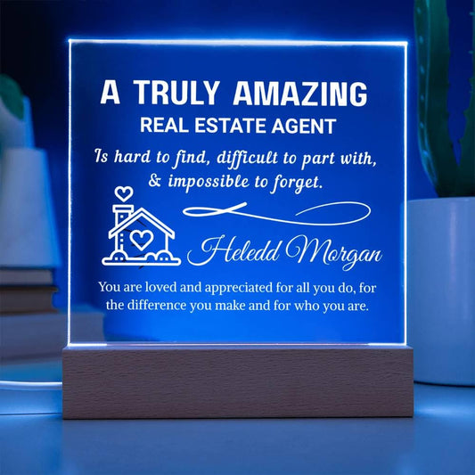 Real Estate Agent Gift Personalized LED Acrylic Plaque – Realtor Team – view 2