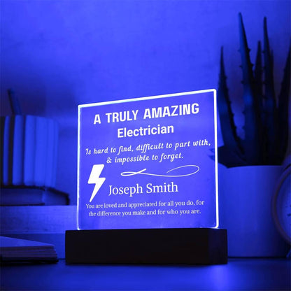 Electrician Gift Personalized LED Acrylic Plaque – Electric Grad – view 10