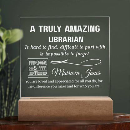 Librarian Gift Personalized LED Acrylic Plaque – Bookworm Gifts – view 9