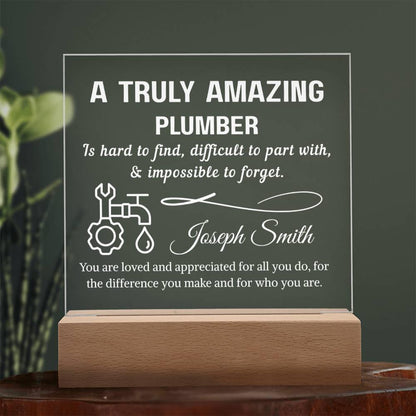 Plumber Gift Personalized LED Acrylic Plaque – Gift for Plumber Dad – view 9