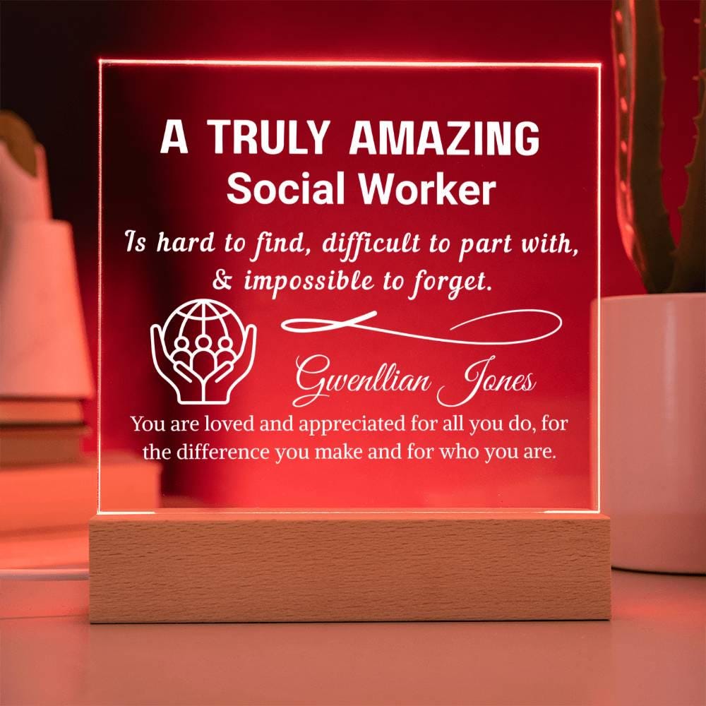 Social Worker Gift Personalized LED Acrylic Plaque – Week Gift – view 8