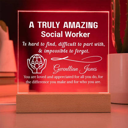 Social Worker Gift Personalized LED Acrylic Plaque – Week Gift – view 8