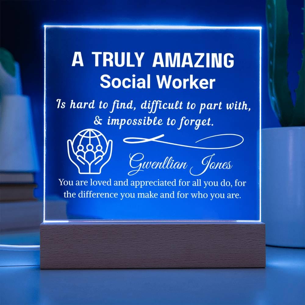 Social Worker Gift Personalized LED Acrylic Plaque – Week Gift – view 2