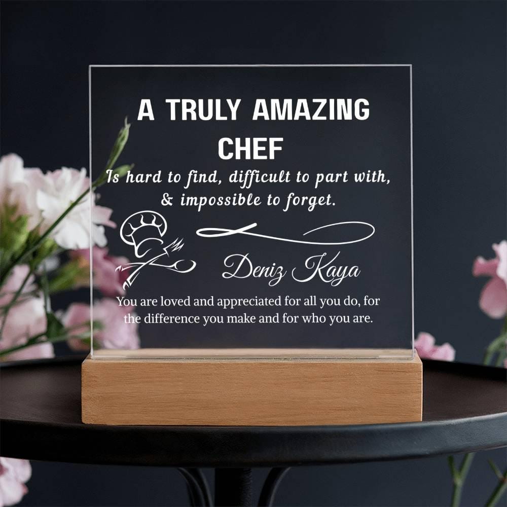 Chef Gift Personalized LED Acrylic Plaque – Culinary Gifts – view 3
