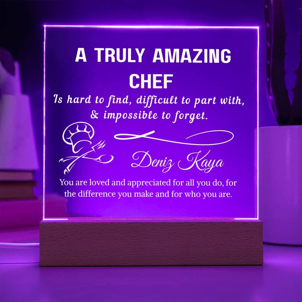 Chef Gift Personalized LED Acrylic Plaque – Culinary Gifts – view 4