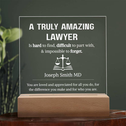 Lawyer Gift Personalized LED Acrylic Plaque – Gifts for Lawyers – view 6