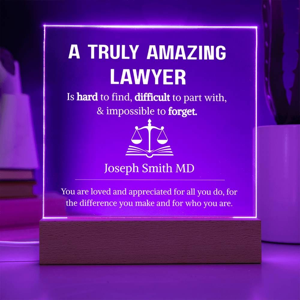 Lawyer Gift Personalized LED Acrylic Plaque – Gifts for Lawyers – view 7