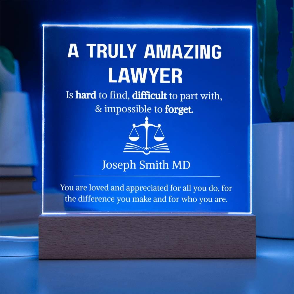 Lawyer Gift Personalized LED Acrylic Plaque – Gifts for Lawyers – view 3