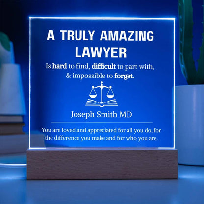 Lawyer Gift Personalized LED Acrylic Plaque – Gifts for Lawyers – view 3