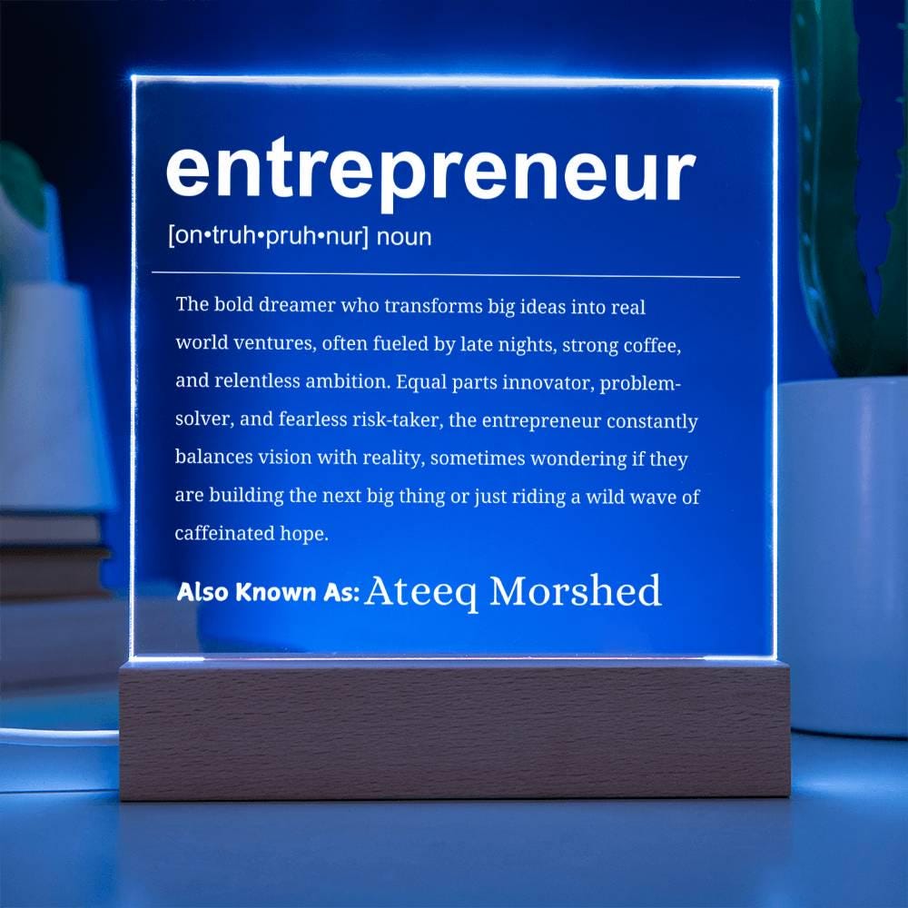 Entrepreneur Gift Personalized LED Acrylic Plaque – view 3