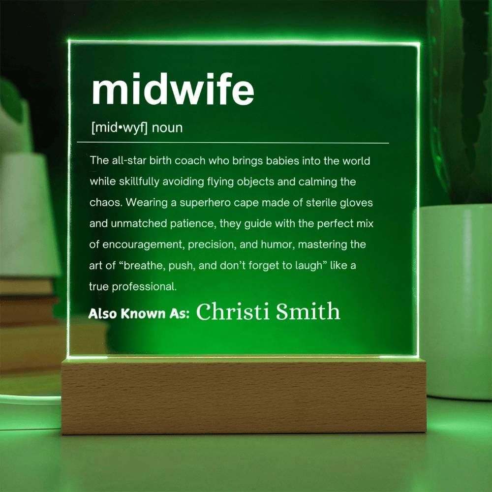 Midwife Definition Personalized LED Acrylic Plaque – Gift For Midwife – view 9