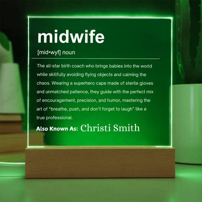 Midwife Definition Personalized LED Acrylic Plaque – Gift For Midwife – view 9