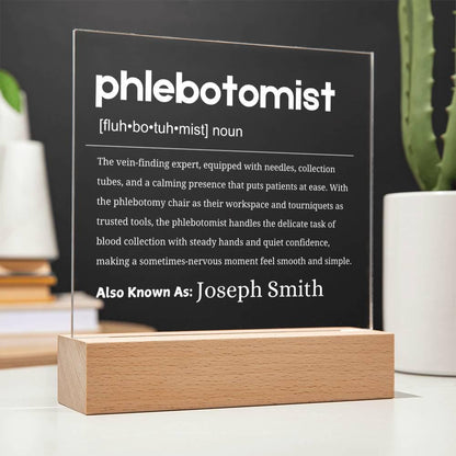 Phlebotomist Gift Personalized LED Acrylic Plaque – Phlebotomy Gifts – view 3