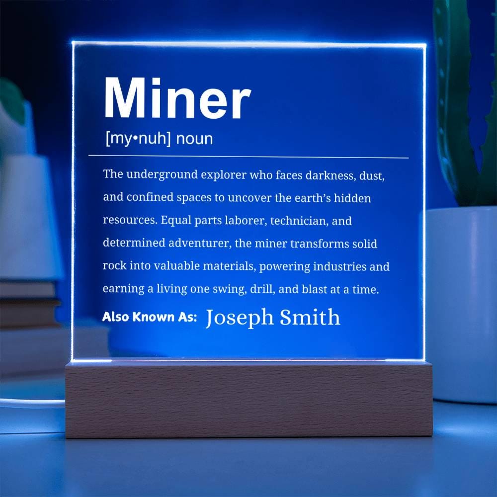 Miner Definition Personalized LED Acrylic Plaque – Gift for Coal Miner – view 2