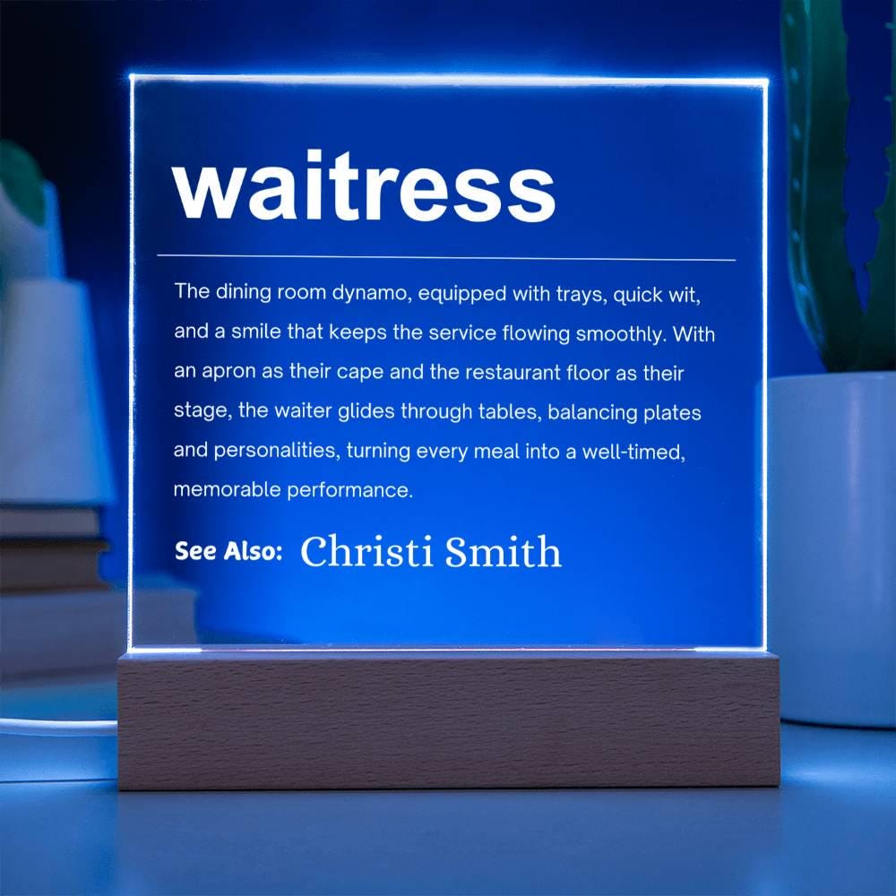 Waitress Gift Personalized LED Acrylic Plaque – Gift for Server – view 2