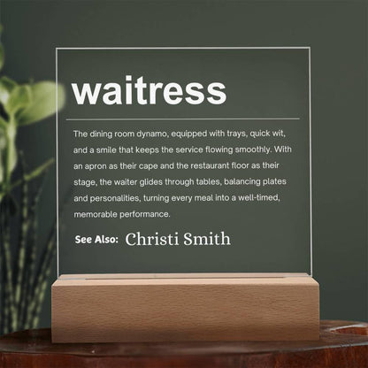 Waitress Gift Personalized LED Acrylic Plaque – Gift for Server – view 8
