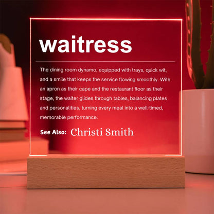Waitress Gift Personalized LED Acrylic Plaque – Gift for Server – view 7