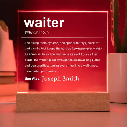 Waiter Gift Personalized LED Acrylic Plaque – Gift for Server – view 4