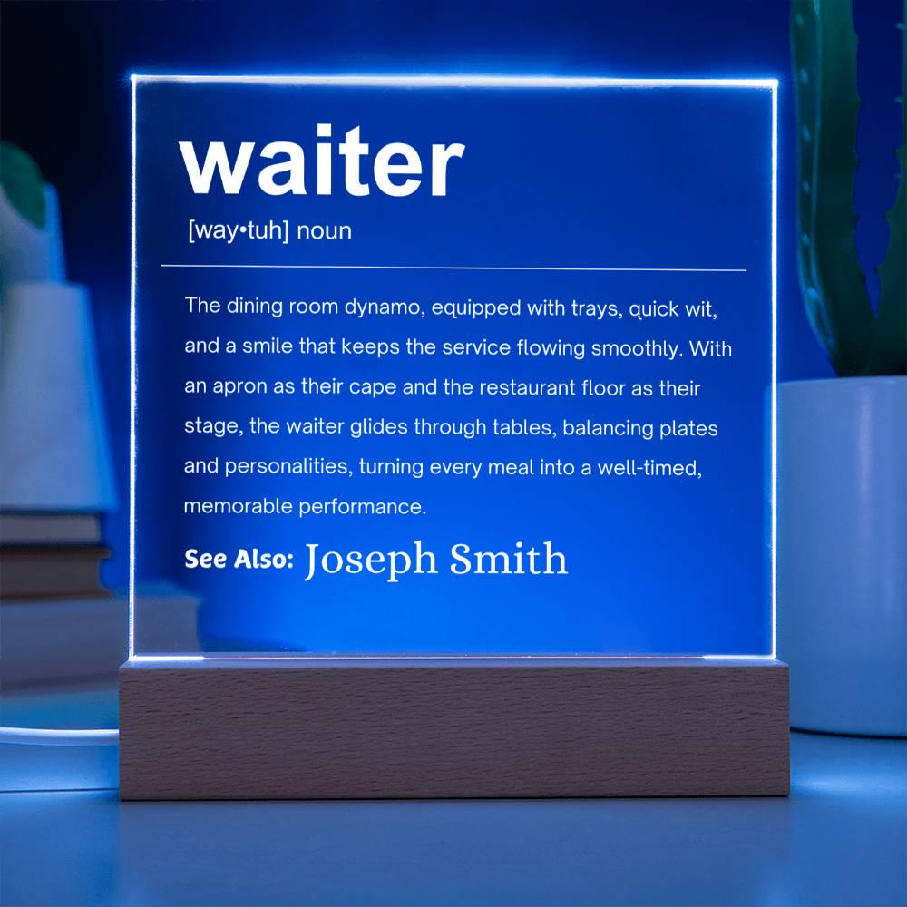 Waiter Gift Personalized LED Acrylic Plaque – Gift for Server – view 2