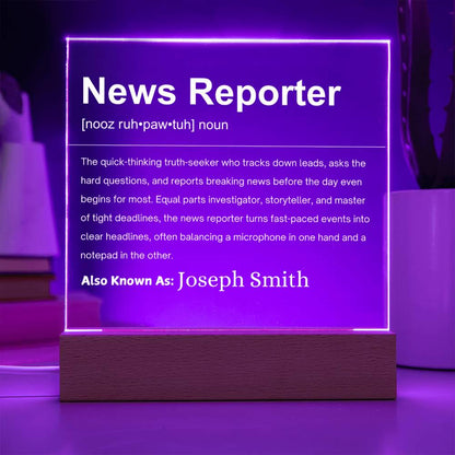 News Reporter Definition Personalized LED Acrylic Plaque – view 10