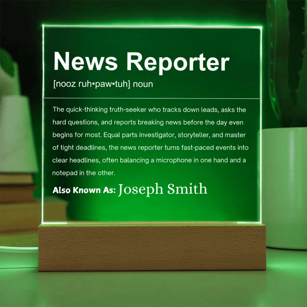 News Reporter Definition Personalized LED Acrylic Plaque – view 7