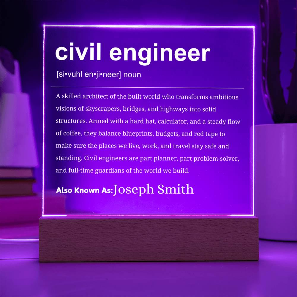 Civil Engineer Gift Personalized LED Acrylic Plaque – view 5