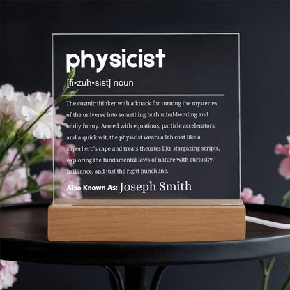 Physicists Definition Personalized LED Acrylic Plaque – Physics Gifts – view 3