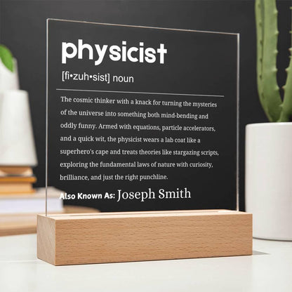 Physicists Definition Personalized LED Acrylic Plaque – Physics Gifts – view 4