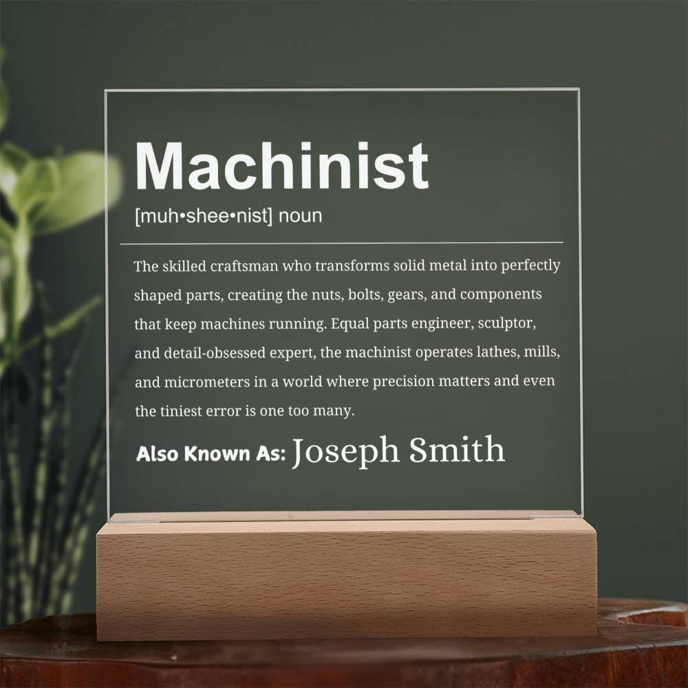 Machinist Gift Personalized LED Acrylic Plaque – Machinist Birthday – view 9