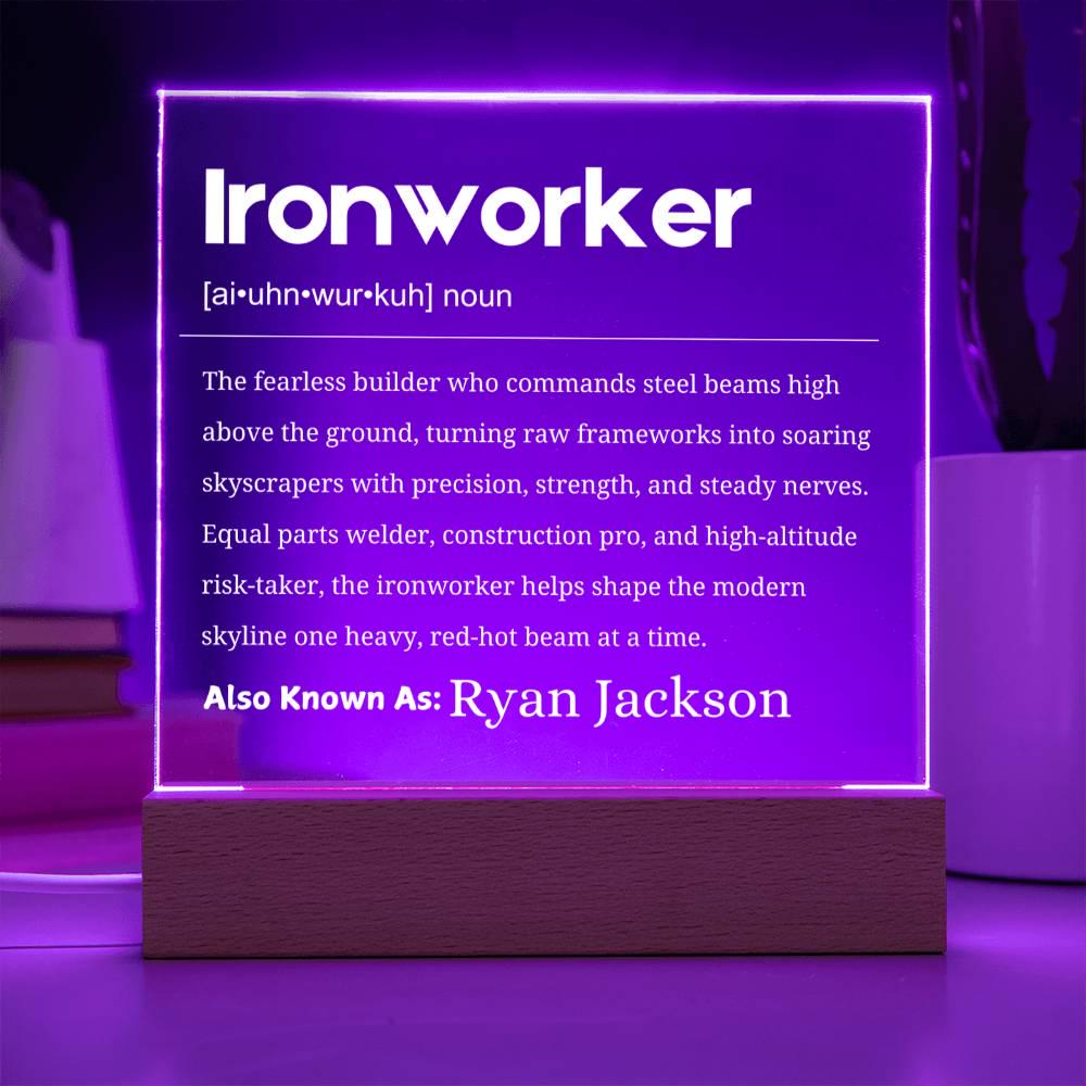Ironworker Gift Personalized LED Acrylic Plaque – Union Ironworker – view 10