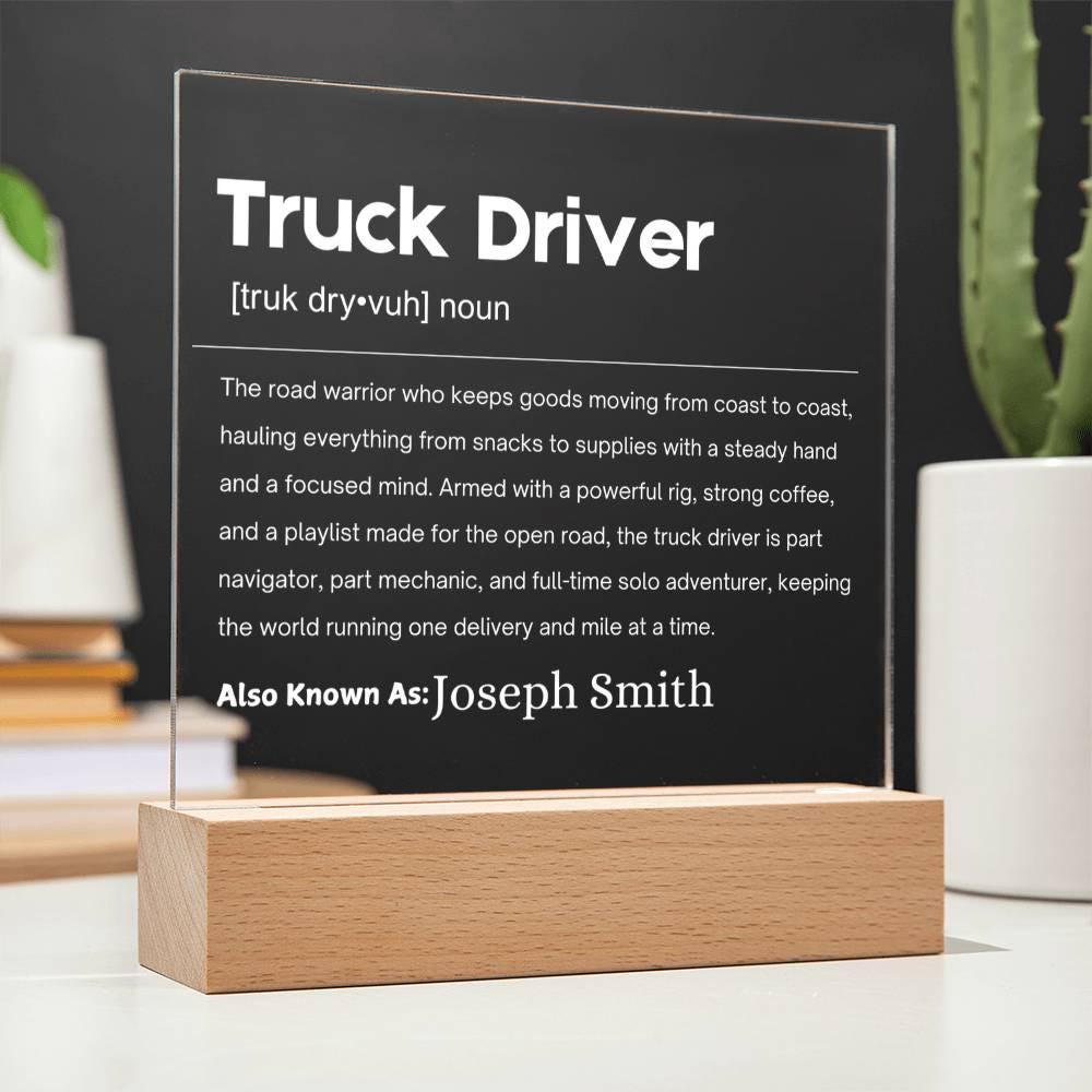 Truck Driver Gift Personalized LED Acrylic Plaque – Trucker Husband – view 5