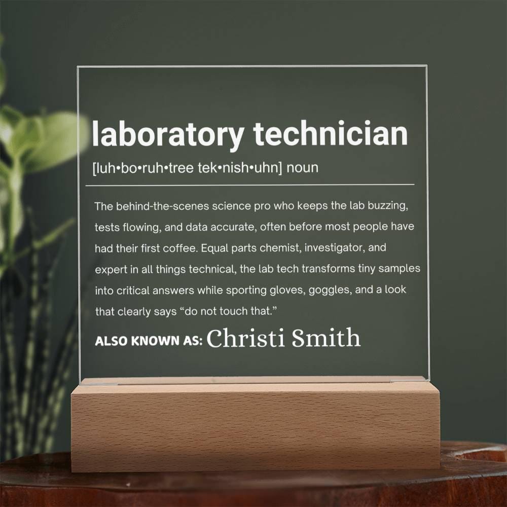 Laboratory Technician Gift Personalized LED Acrylic Plaque – view 7