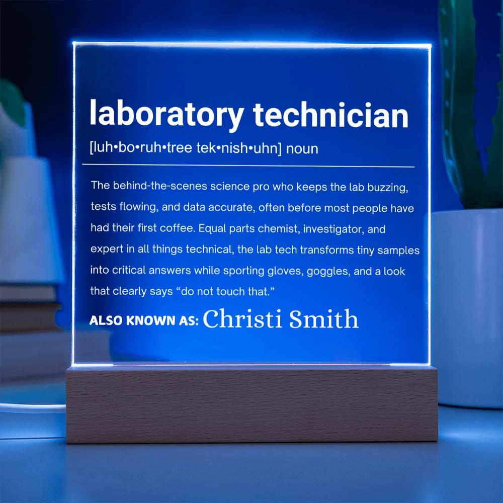Laboratory Technician Gift Personalized LED Acrylic Plaque – view 3
