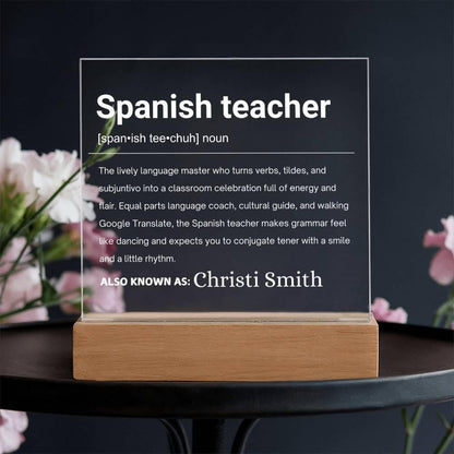 Spanish Teacher Gift Personalized LED Acrylic Plaque – view 2