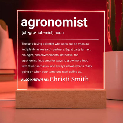 Agronomist Gift Personalized LED Acrylic Plaque – view 9