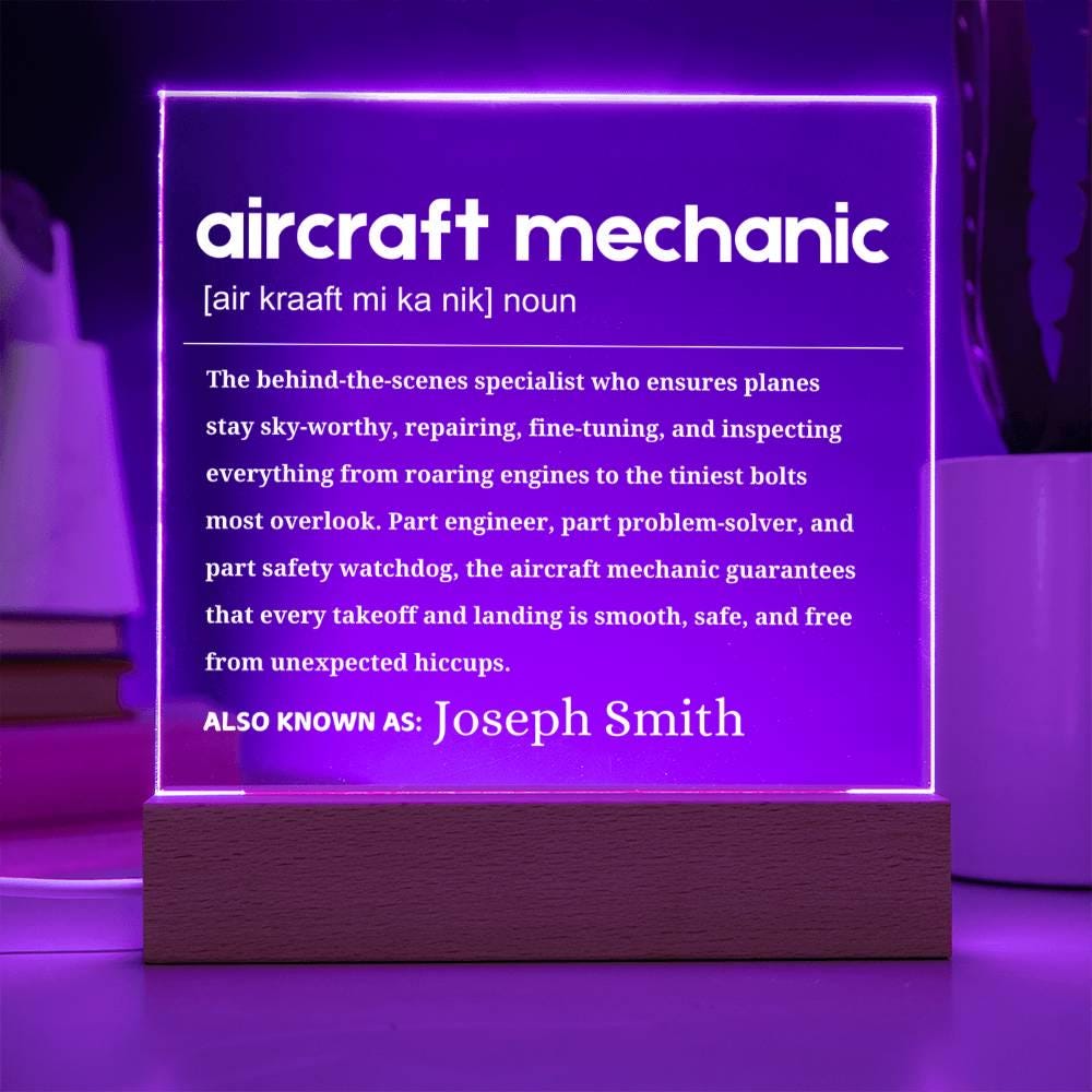 Aircraft Mechanic Gift Personalized LED Acrylic Plaque – view 10