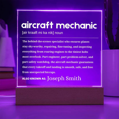 Aircraft Mechanic Gift Personalized LED Acrylic Plaque – view 10