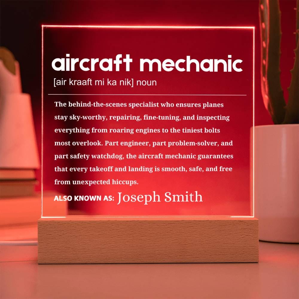 Aircraft Mechanic Gift Personalized LED Acrylic Plaque – view 4
