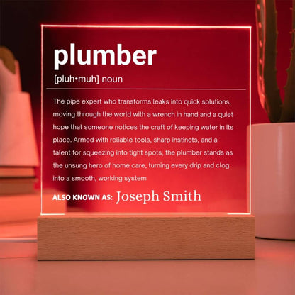 Plumber Gift Personalized LED Acrylic Plaque – Plumbing Graduation – view 9