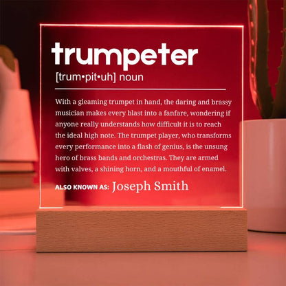 Trumpet Definition Gift Personalized LED Acrylic Plaque – view 8