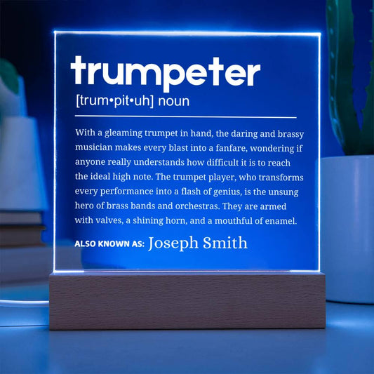 Trumpet Definition Gift Personalized LED Acrylic Plaque – view 2