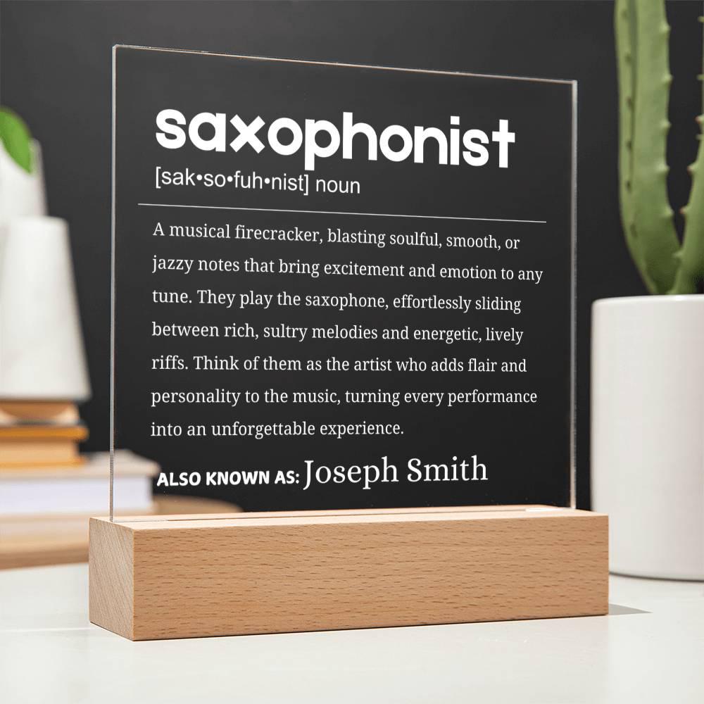 Saxophonists Definition Personalized LED Acrylic Plaque – view 5