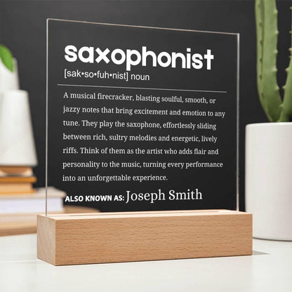 Saxophonists Definition Personalized LED Acrylic Plaque – view 5
