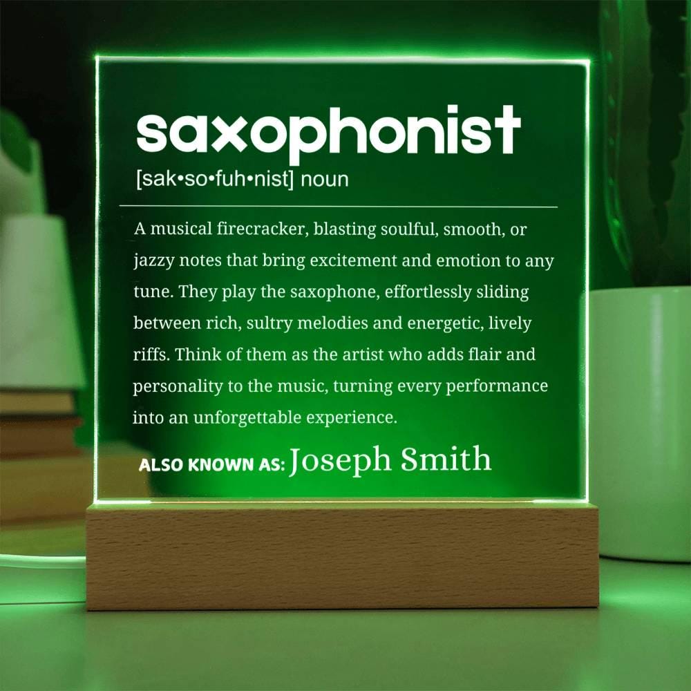 Saxophonists Definition Personalized LED Acrylic Plaque – view 10